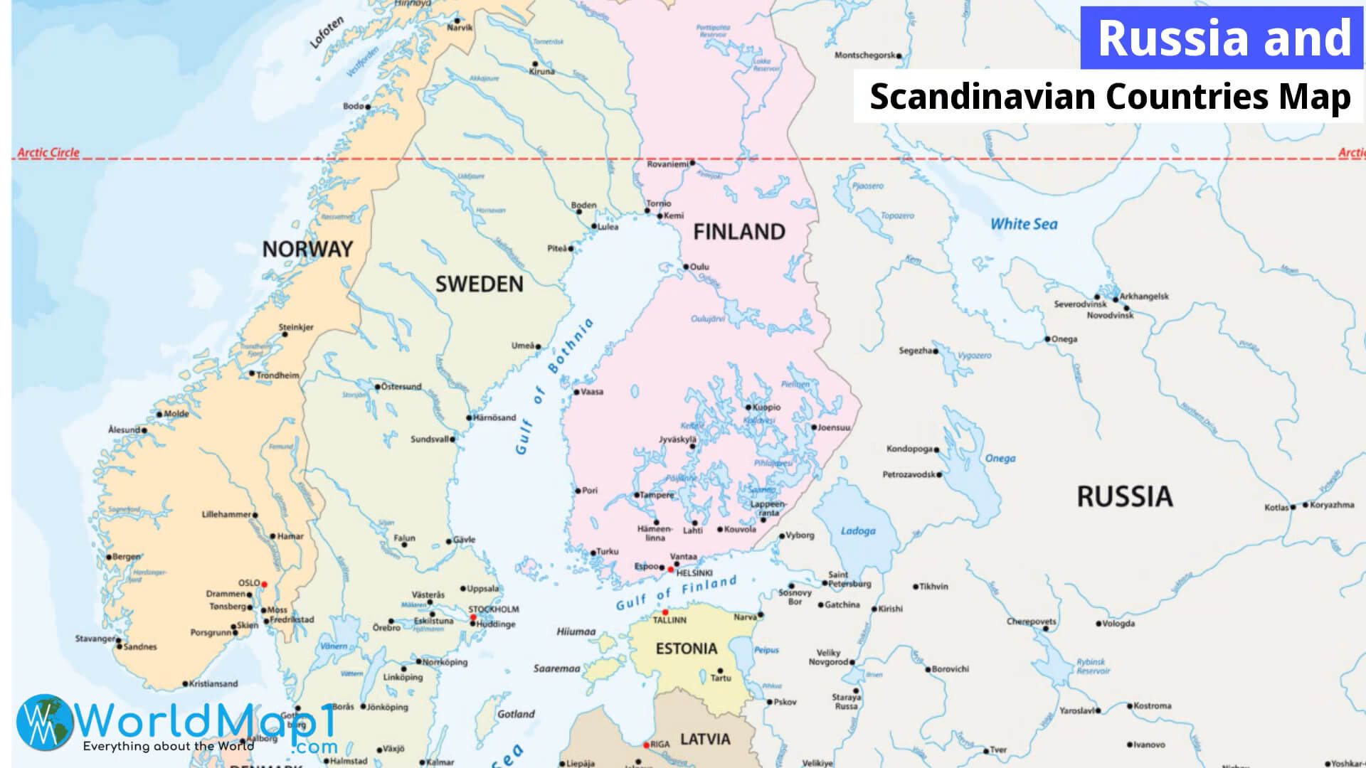 Russia and Scandinavian Countries Map